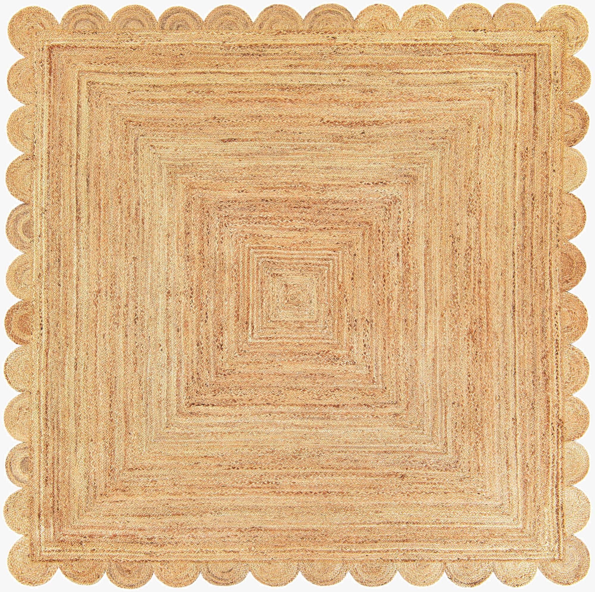 7' 10 x 7' 10  Hand Woven Scallop Braided Jute Square Rug