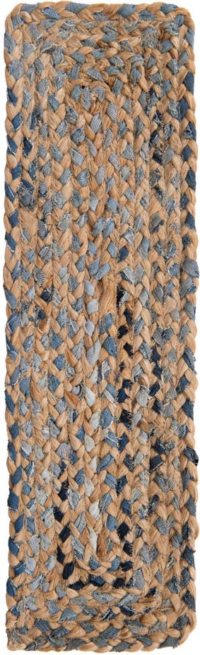 0' 9 x 2' 6 Hand Woven Braided Chindi Stair Rug