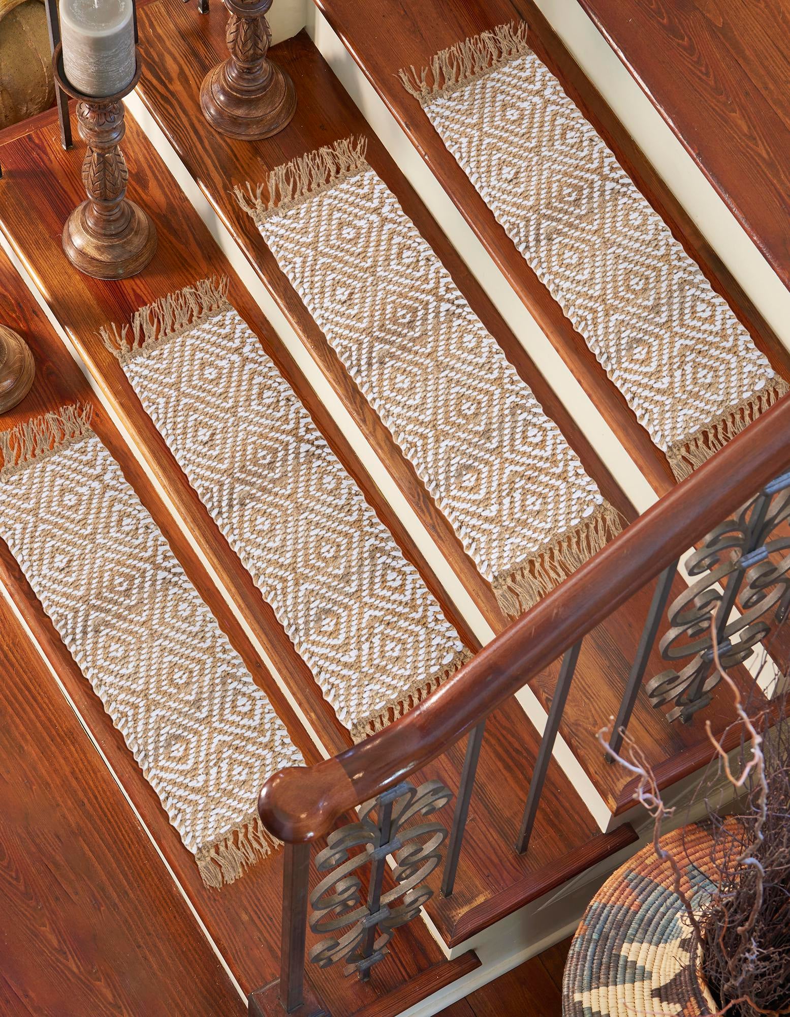 0' 9 x 2' 6  Hand Woven Braided Jute Stair Rug