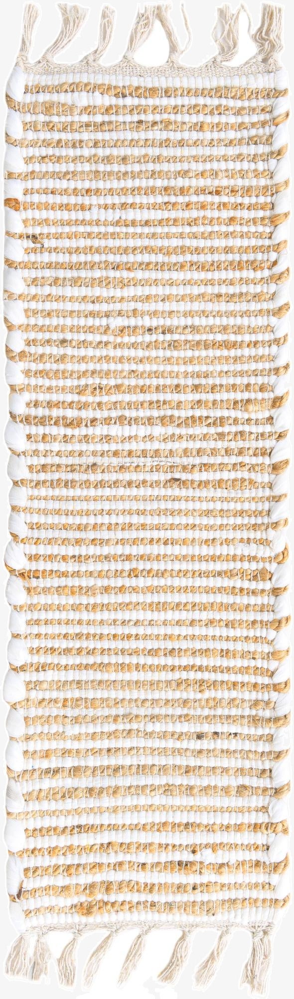 0' 9 x 2' 6  Hand Woven Chindi Jute Stair Rug