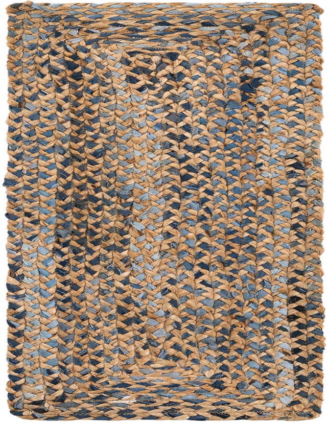 Detail image of 1' 2 x 4' 1  Hand Braided Chindi Table Runner Rug