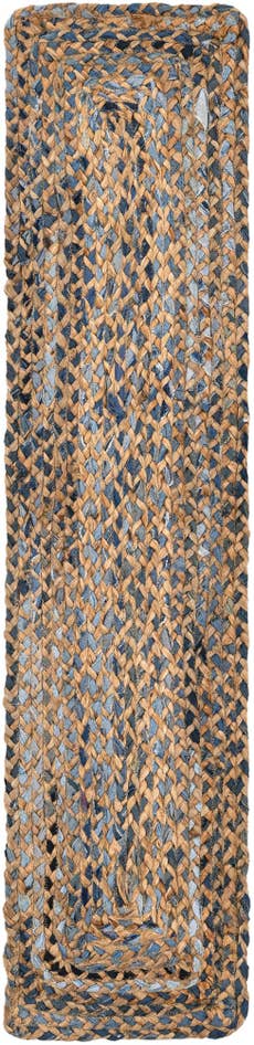 Detail image of 1' 2 x 5' 1 Handmade Braided Chindi Table Runner Rug