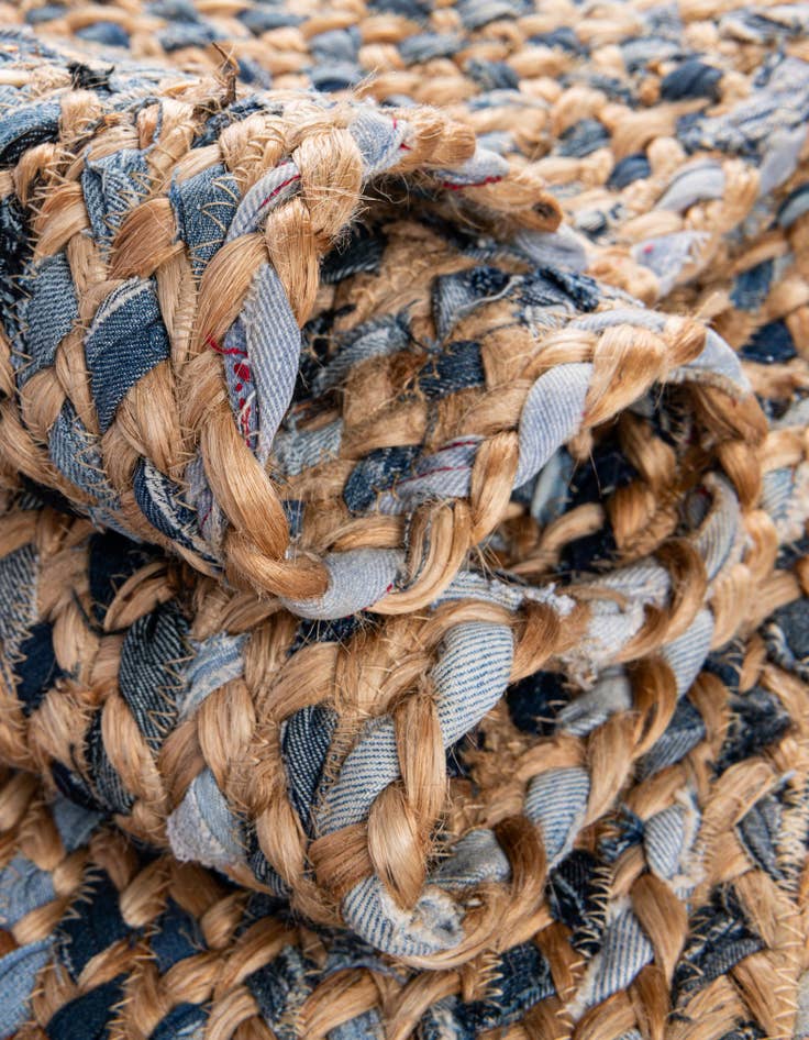 Detail image of 1' 2 x 5' 1 Handmade Braided Chindi Table Runner Rug