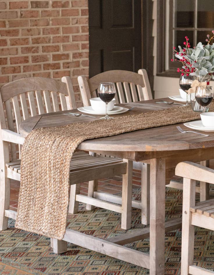 Detail image of 1' 2 x 4' 1  Hand Braided Jute Table Runner Rug