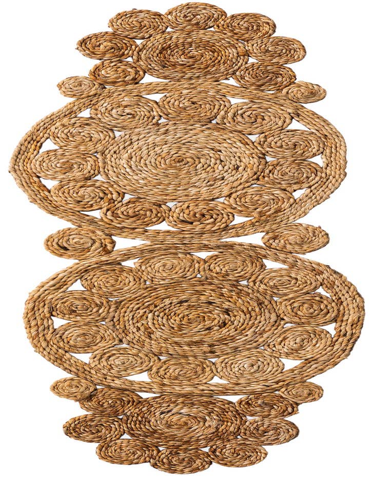 Detail image of 1' 4 x 4' 1  Hand Braided Jute Table Runner Rug