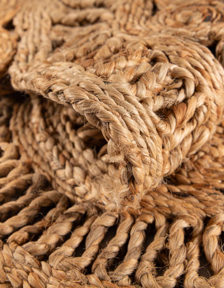 Detail image of 1' 4 x 4' 1  Hand Braided Jute Table Runner Rug