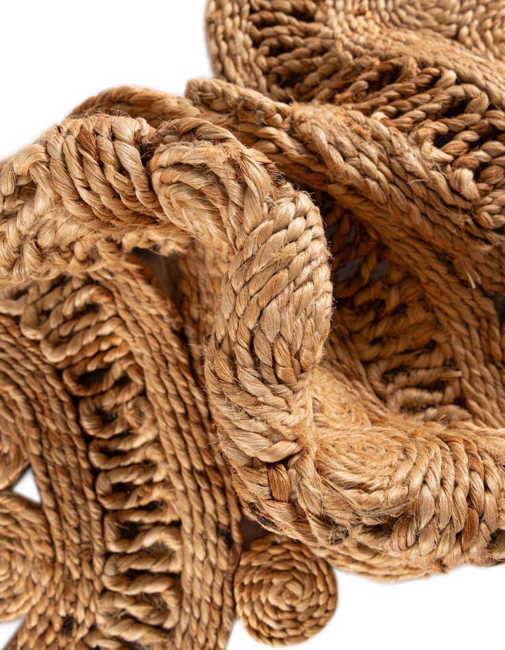 Detail image of 1' 4 x 4' 1  Hand Braided Jute Table Runner Rug