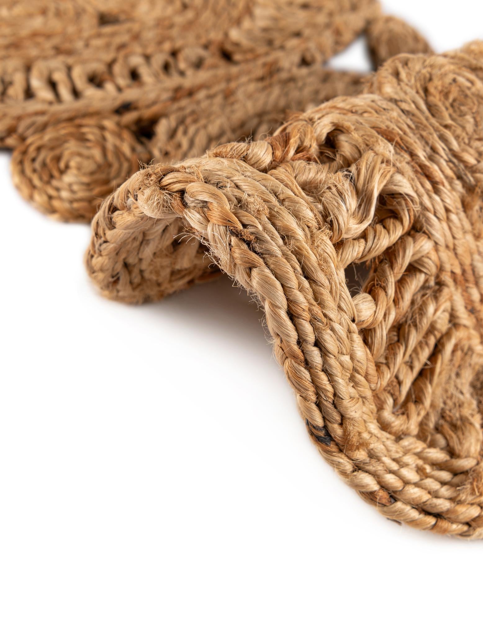 1' 4 x 4' 1 Handmade Braided Jute Table Runner Rug