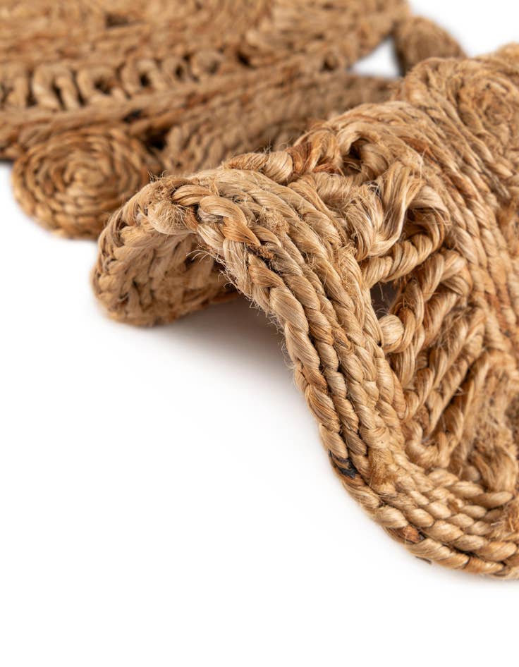 Detail image of 1' 4 x 4' 1  Hand Braided Jute Table Runner Rug