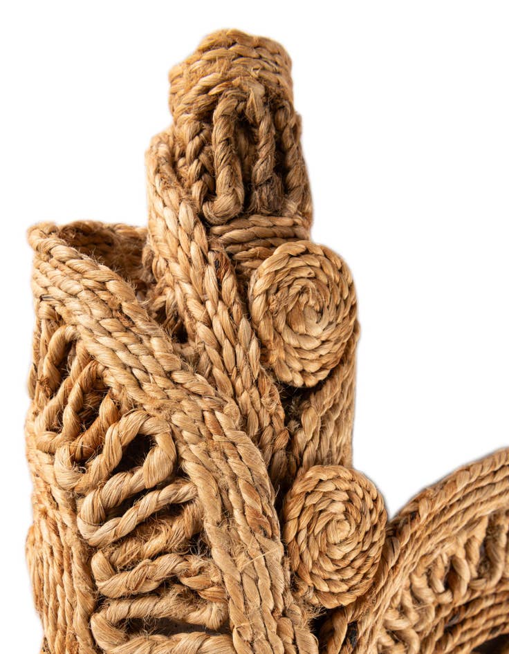 Detail image of 1' 4 x 4' 1  Hand Braided Jute Table Runner Rug