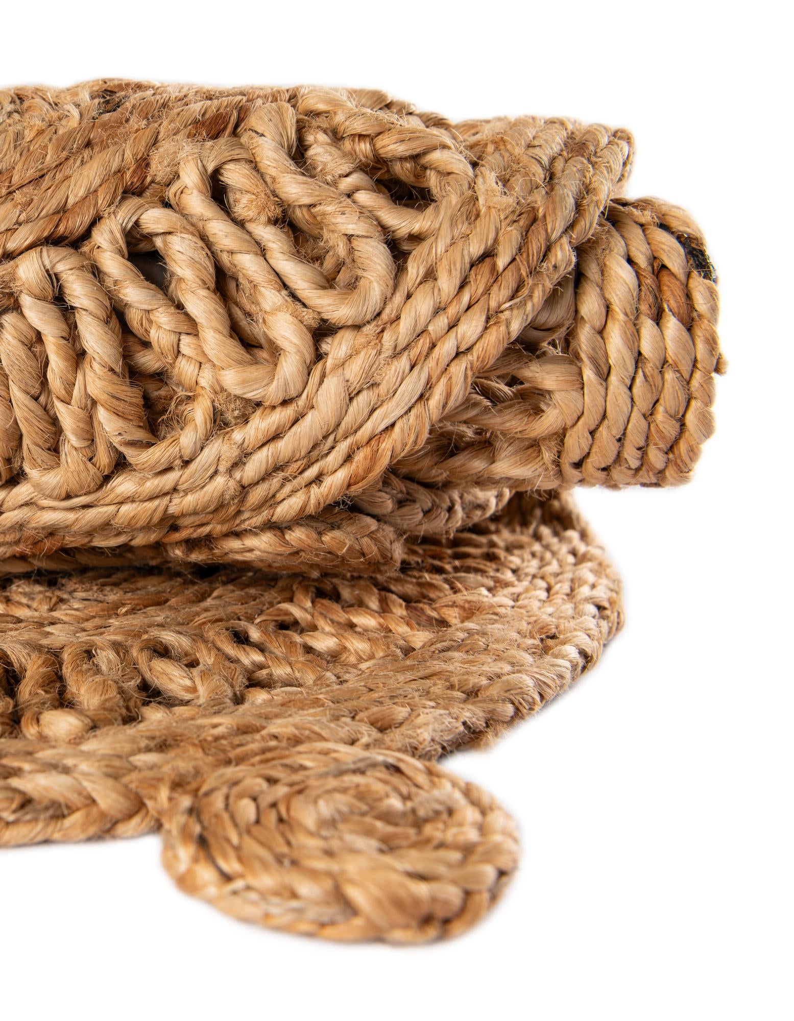 1' 4 x 4' 1 Handmade Braided Jute Table Runner Rug