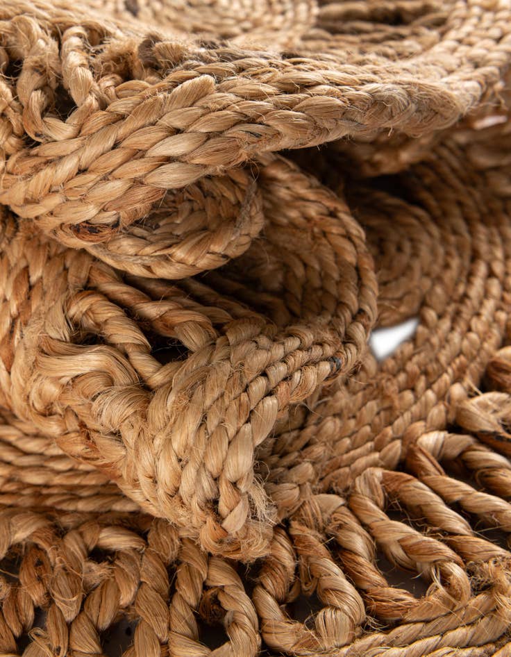 Detail image of 1' 4 x 4' 1  Hand Braided Jute Table Runner Rug
