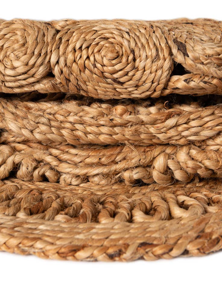 Detail image of 1' 4 x 4' 1  Hand Braided Jute Table Runner Rug