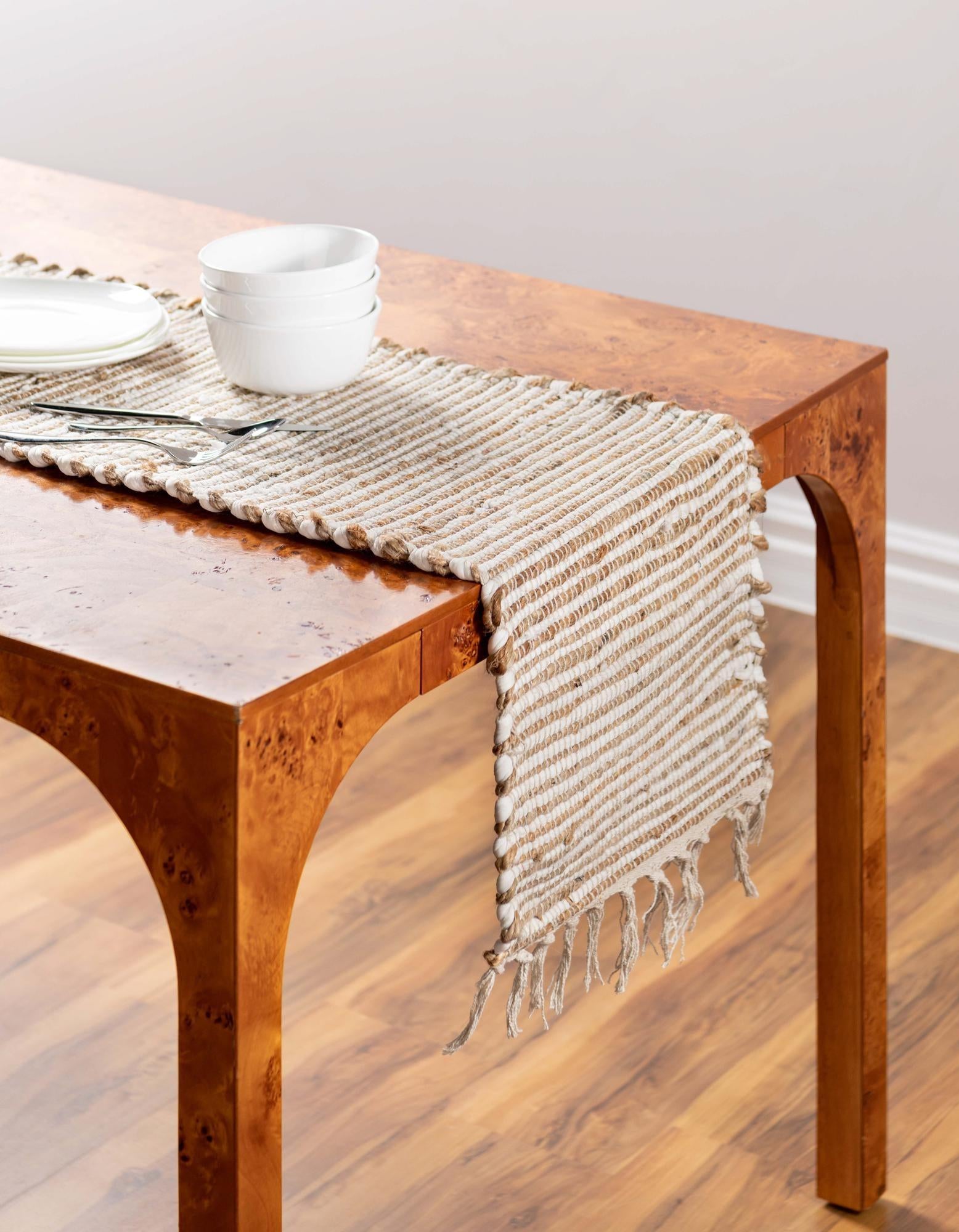 1' 2 x 10' Hand Woven Chindi Jute Table Runner Rug