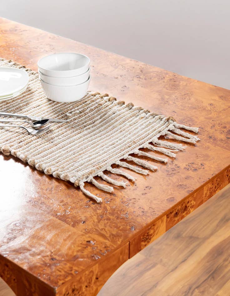 Detail image of 1' 2 x 8'  Hand Woven Chindi Jute Table Runner Rug
