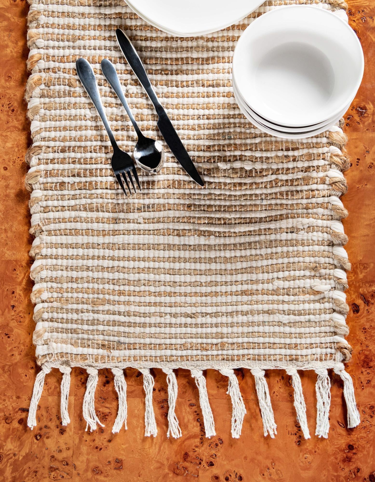 1' 2 x 10' Hand Woven Chindi Jute Table Runner Rug
