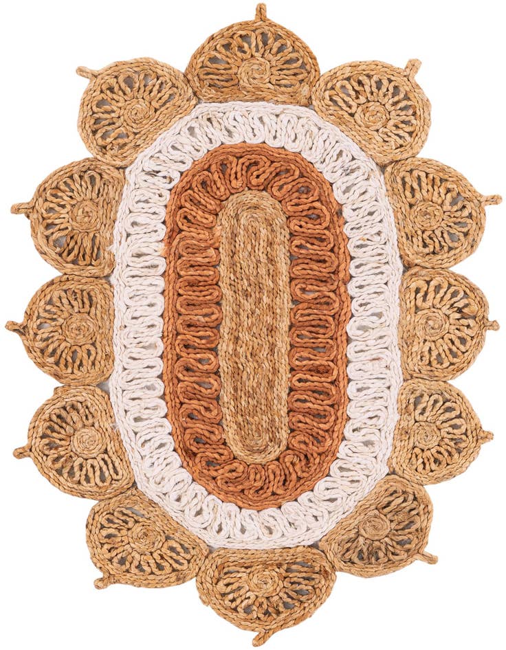 Detail image of 2' x 3' 1  Hand Braided Jute Oval Rug