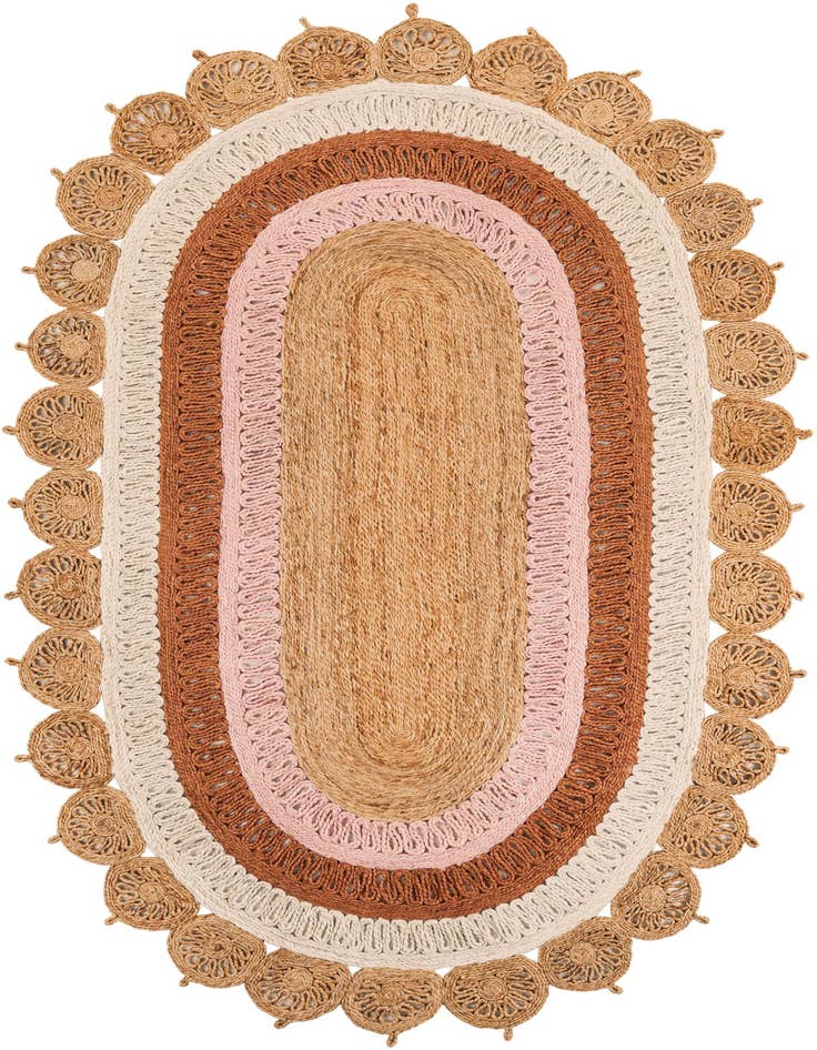 Detail image of 5' 1 x 8'  Hand Braided Jute Oval Rug