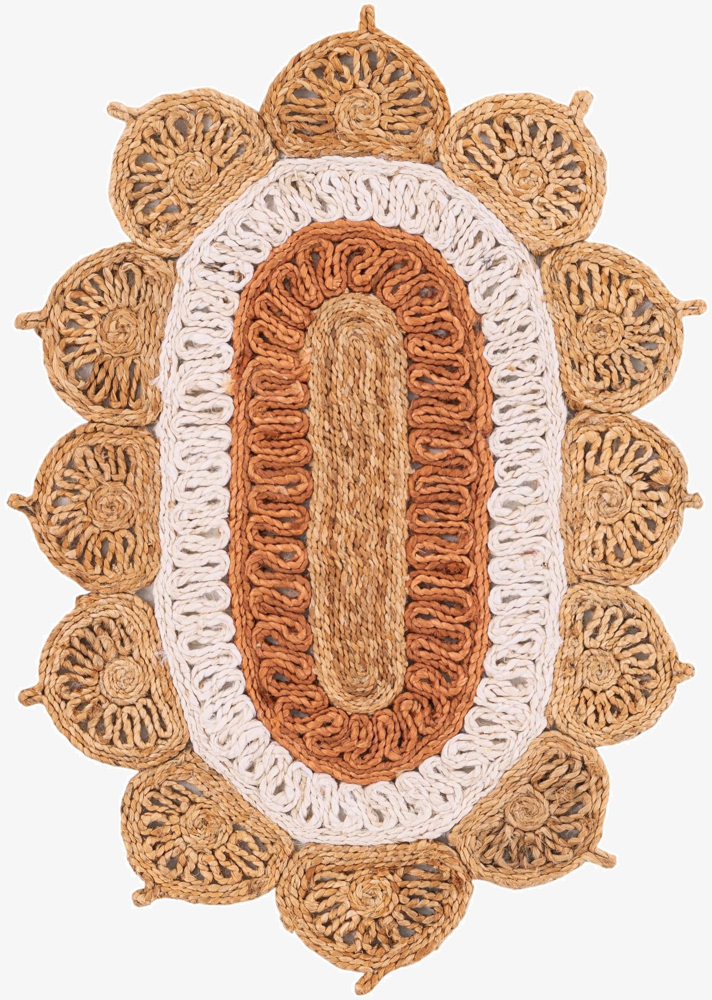 2' x 3' 1  Hand Braided Jute Oval Rug