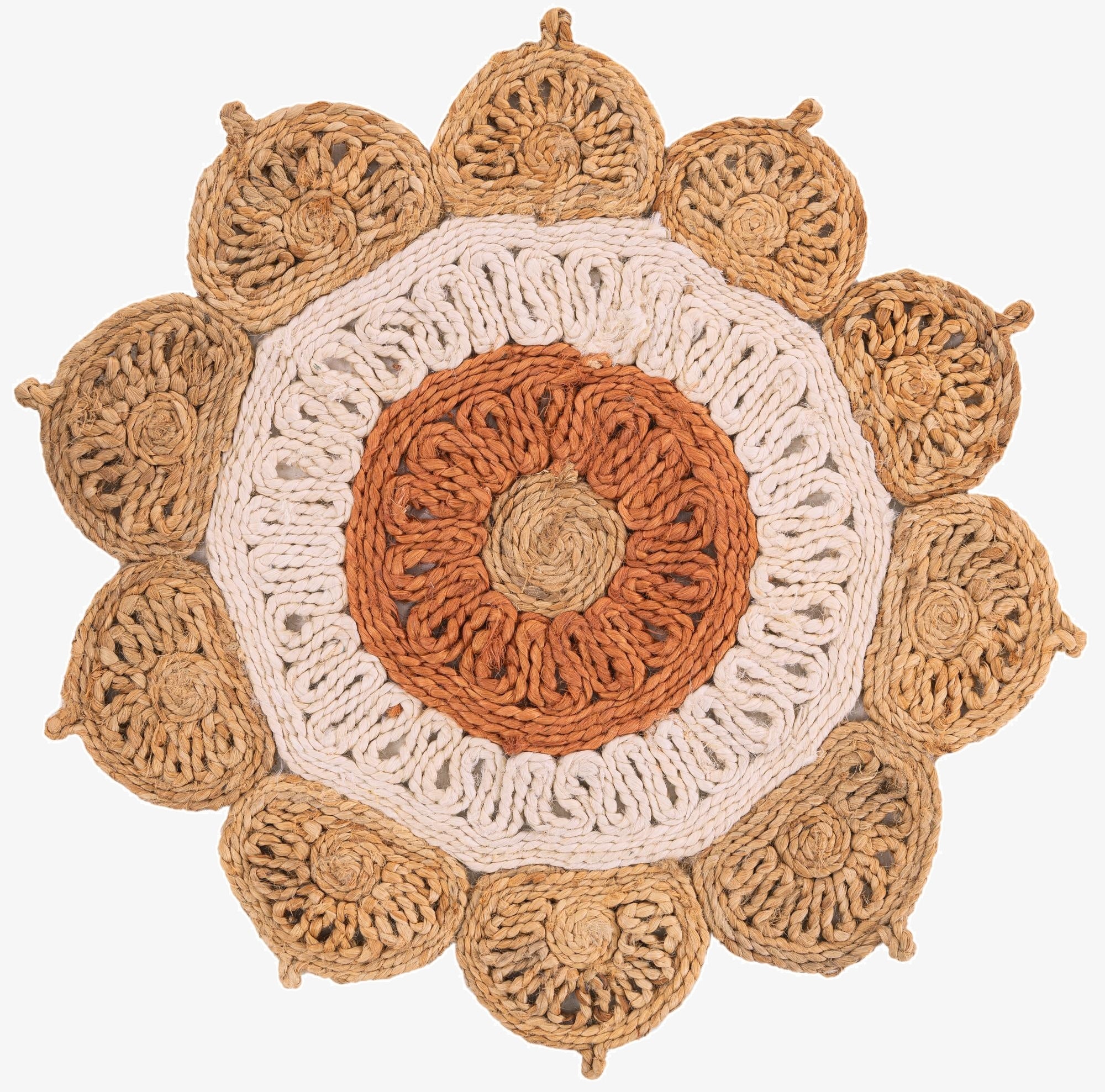 2' x 2'  Hand Braided Jute Round Rug