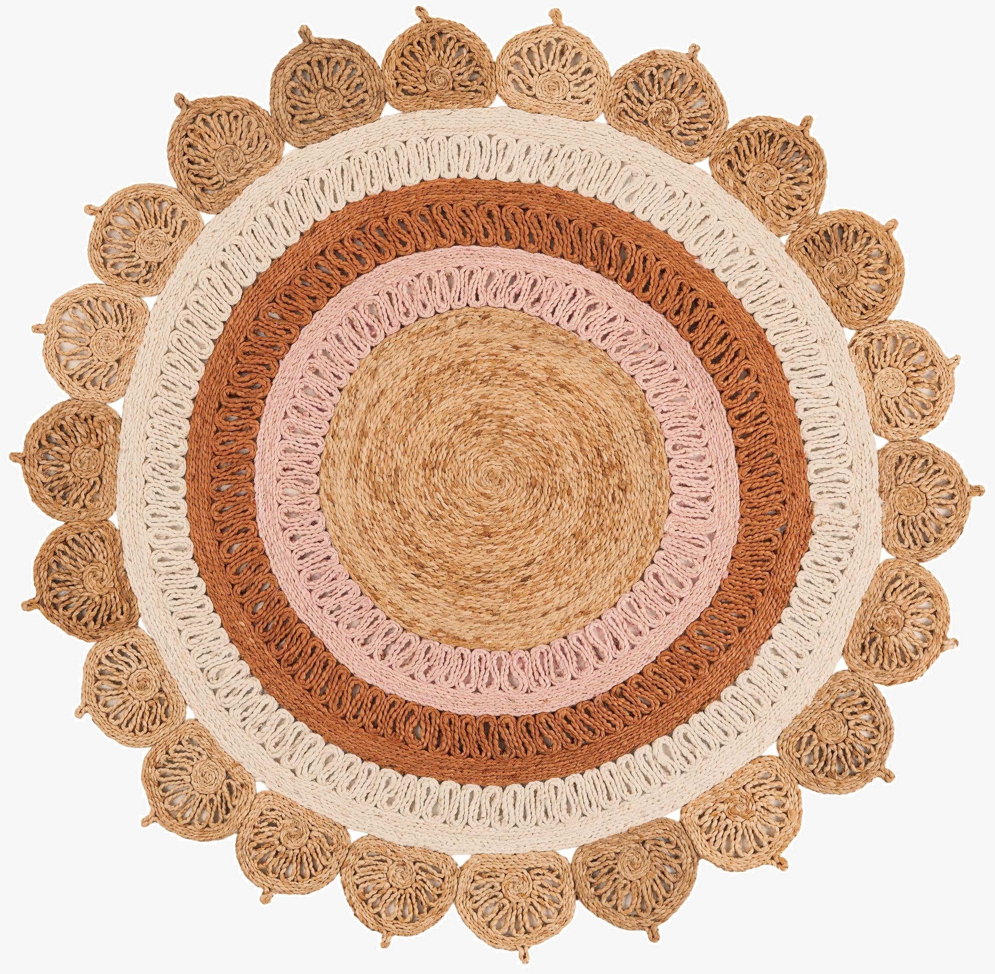 5' 1 x 5' 1  Hand Braided Jute Round Rug