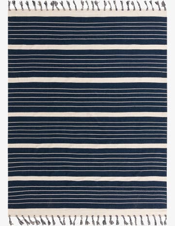 Navy and White Hand Woven Chindi Cotton Rug