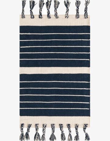Navy and White Hand Woven Chindi Cotton Rug