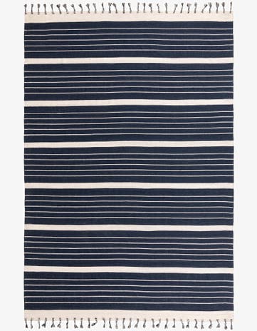 Navy and White Hand Woven Chindi Cotton Rug