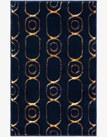 Navy Blue and Gold Vogue Geo Rug