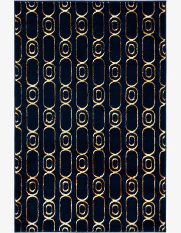 Navy Blue and Gold Vogue Geo Rug