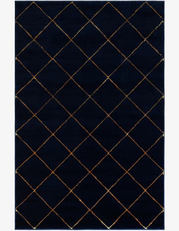 Navy Blue and Gold Vogue Geo Rug