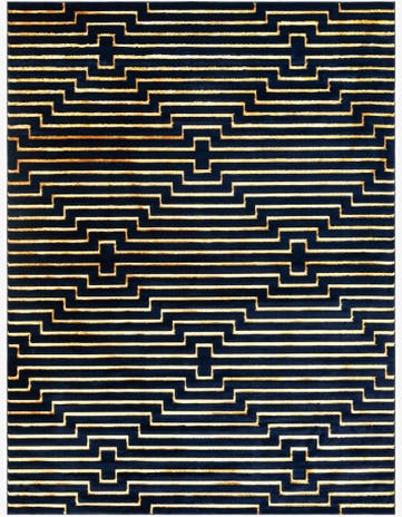 Navy Blue and Gold Vogue Geo Rug