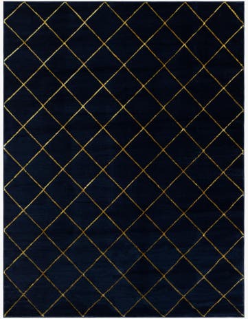 Navy Blue and Gold Vogue Geo Rug