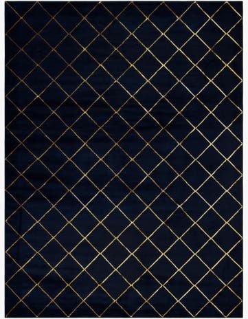 Navy Blue and Gold Vogue Geo Rug