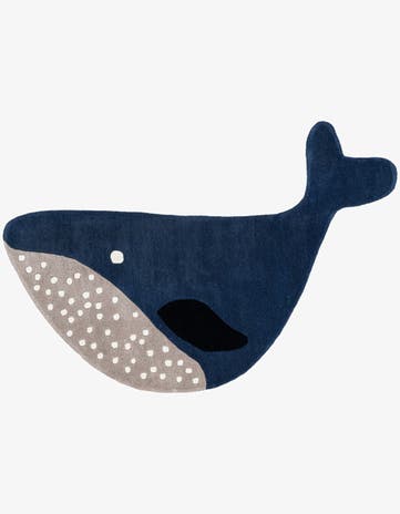 Navy Blue and Gray Playtime Kids Wool Freeform Rug