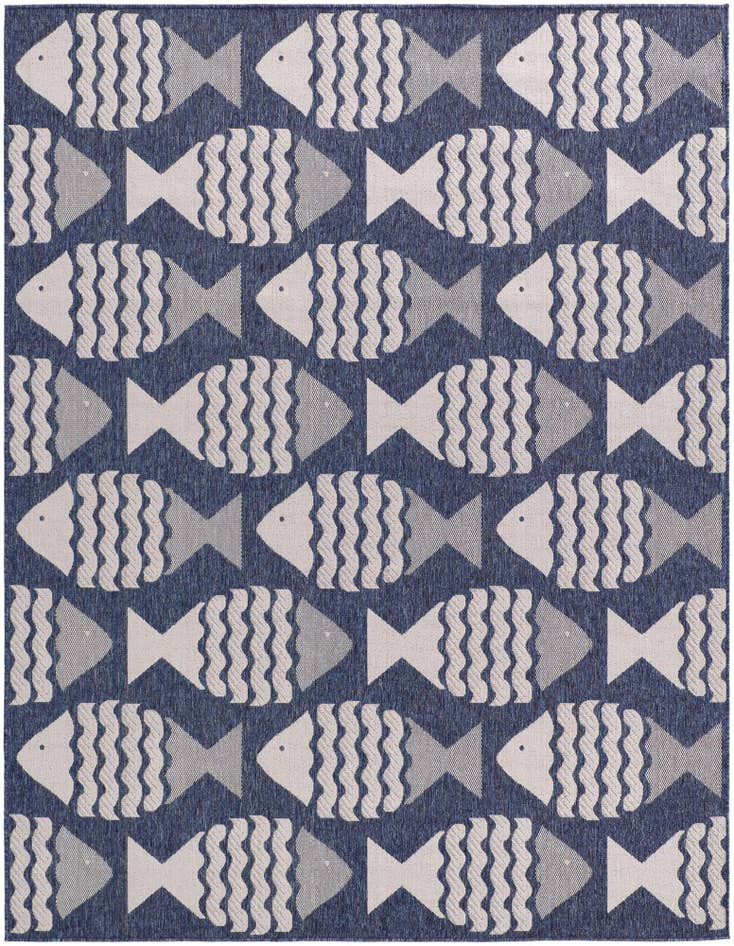 Detail image of 7' 10 x 10' Easy-Clean Coastal Indoor / Outdoor Rug