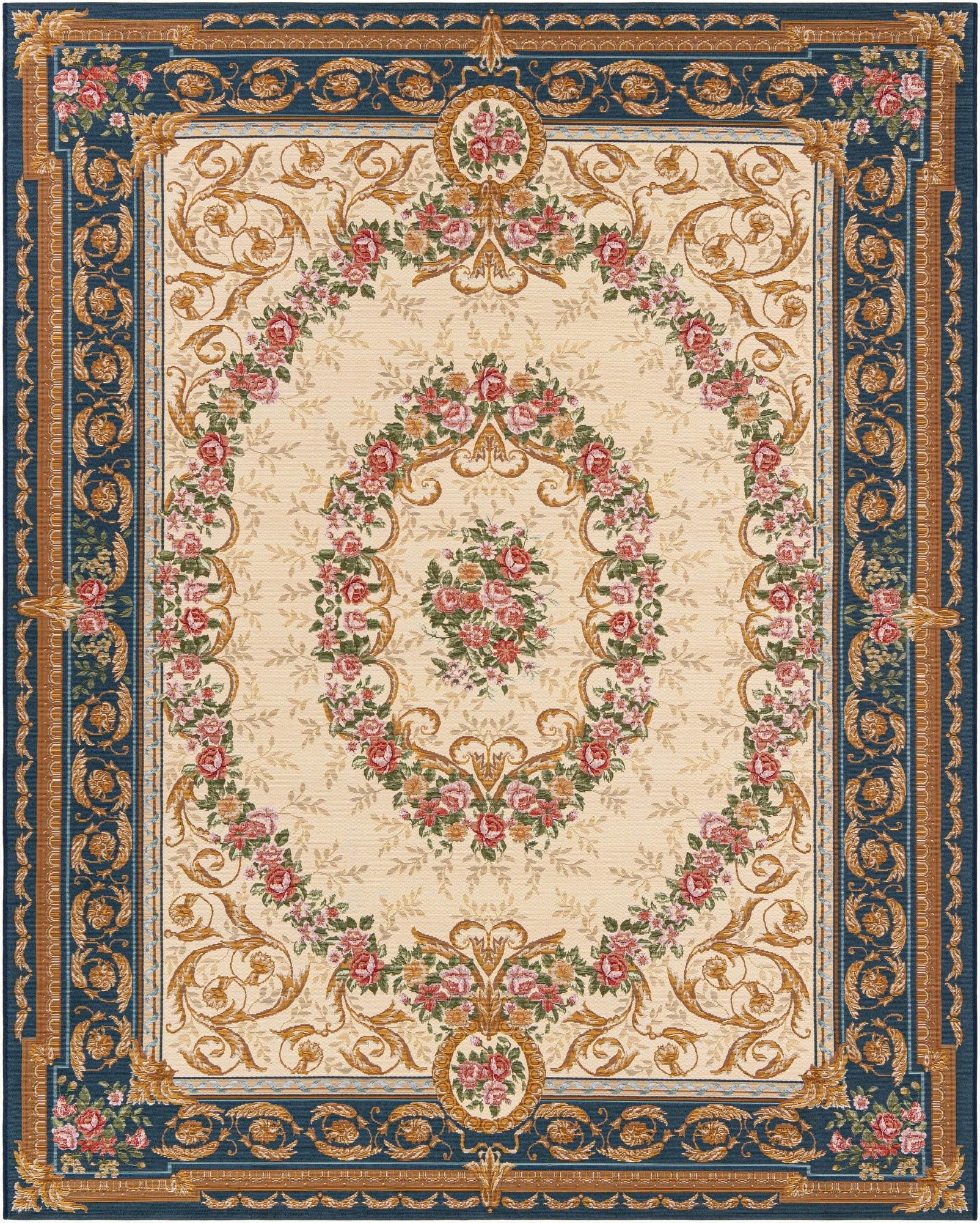 7' 10 x 10'  Washable Traditional Indoor / Outdoor Rug