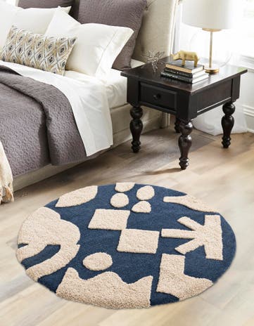4' 1 x 4' 1 Handtufted Wool Round Rug