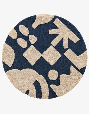 5' 1 x 5' 1 Handtufted Wool Round Rug