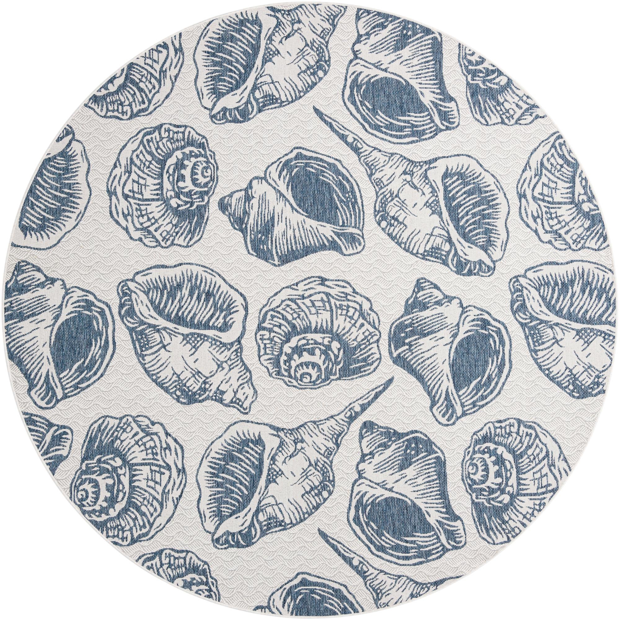 10' x 10' Easy-Clean Coastal Indoor / Outdoor Round Rug