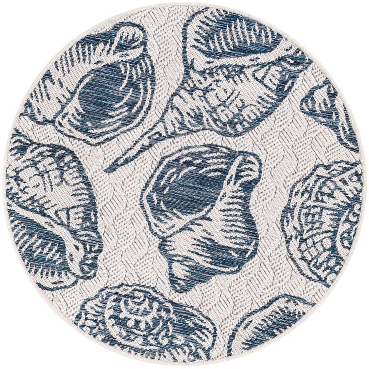 Detail image of 3' x 3' Easy-Clean Coastal Indoor / Outdoor Round Rug