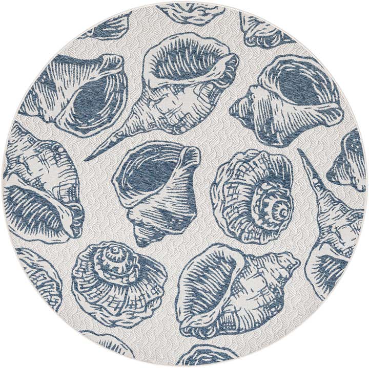 7' 10 x 7' 10 Easy-Clean Coastal Indoor / Outdoor Round Rug