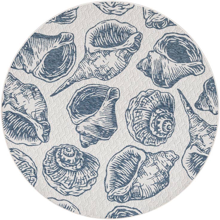 Detail image of 7' 10 x 7' 10 Easy-Clean Coastal Indoor / Outdoor Round Rug