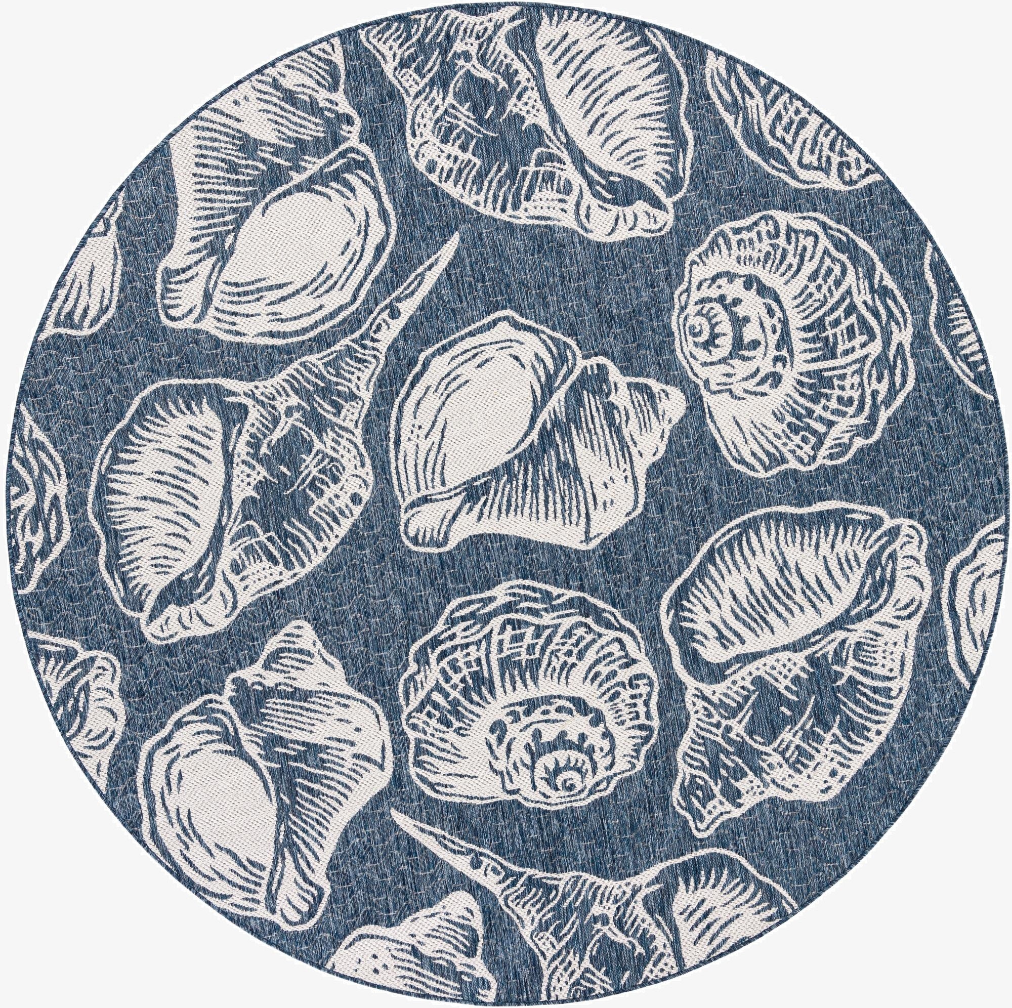 7' 10 x 7' 10  Washable Coastal Indoor / Outdoor Round Rug