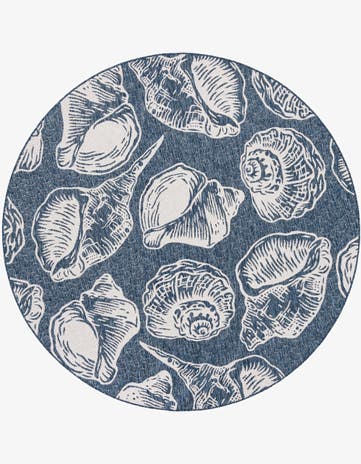 7' 10 x 7' 10 Easy-Clean Coastal Indoor / Outdoor Round Rug