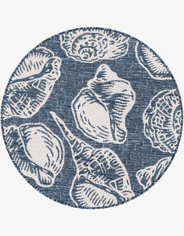 3' x 3' Easy-Clean Coastal Indoor / Outdoor Round Rug