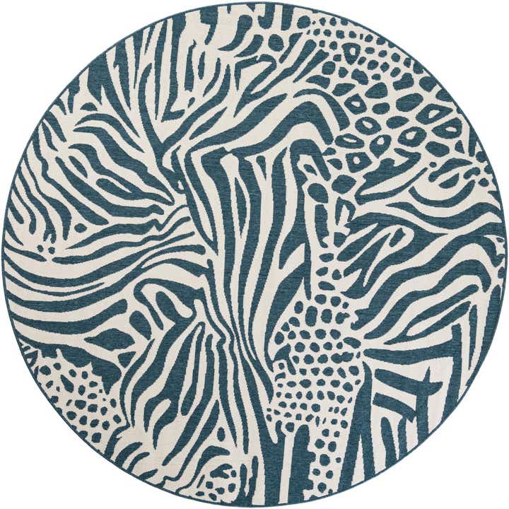 7' 10 x 7' 10 Easy-Clean Safari Indoor / Outdoor Round Rug