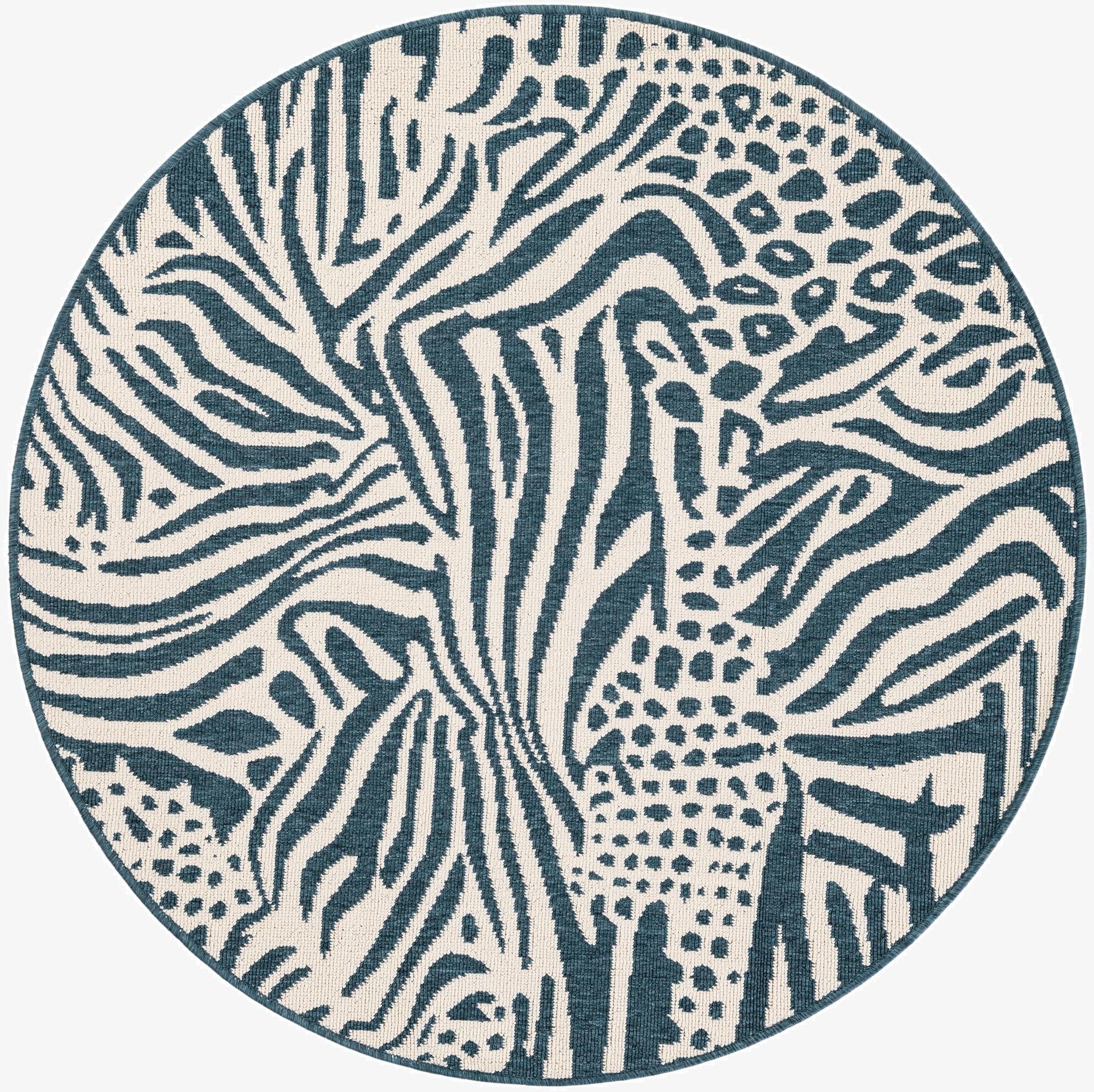 4' x 4'  Washable Safari Indoor / Outdoor Round Rug