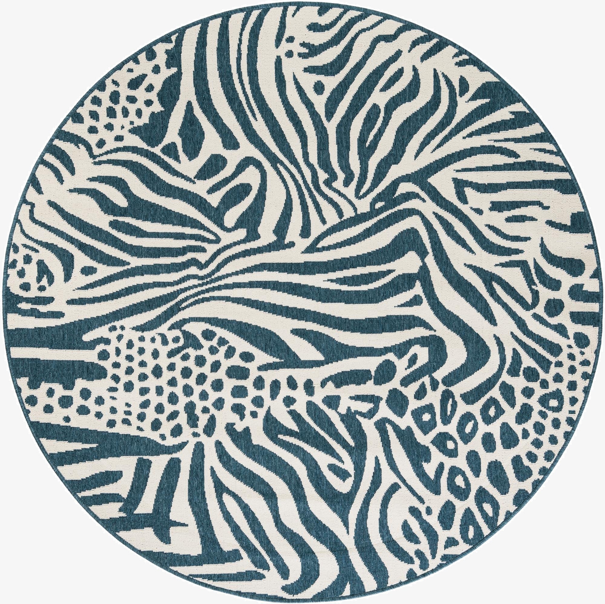 6' x 6'  Washable Safari Indoor / Outdoor Round Rug