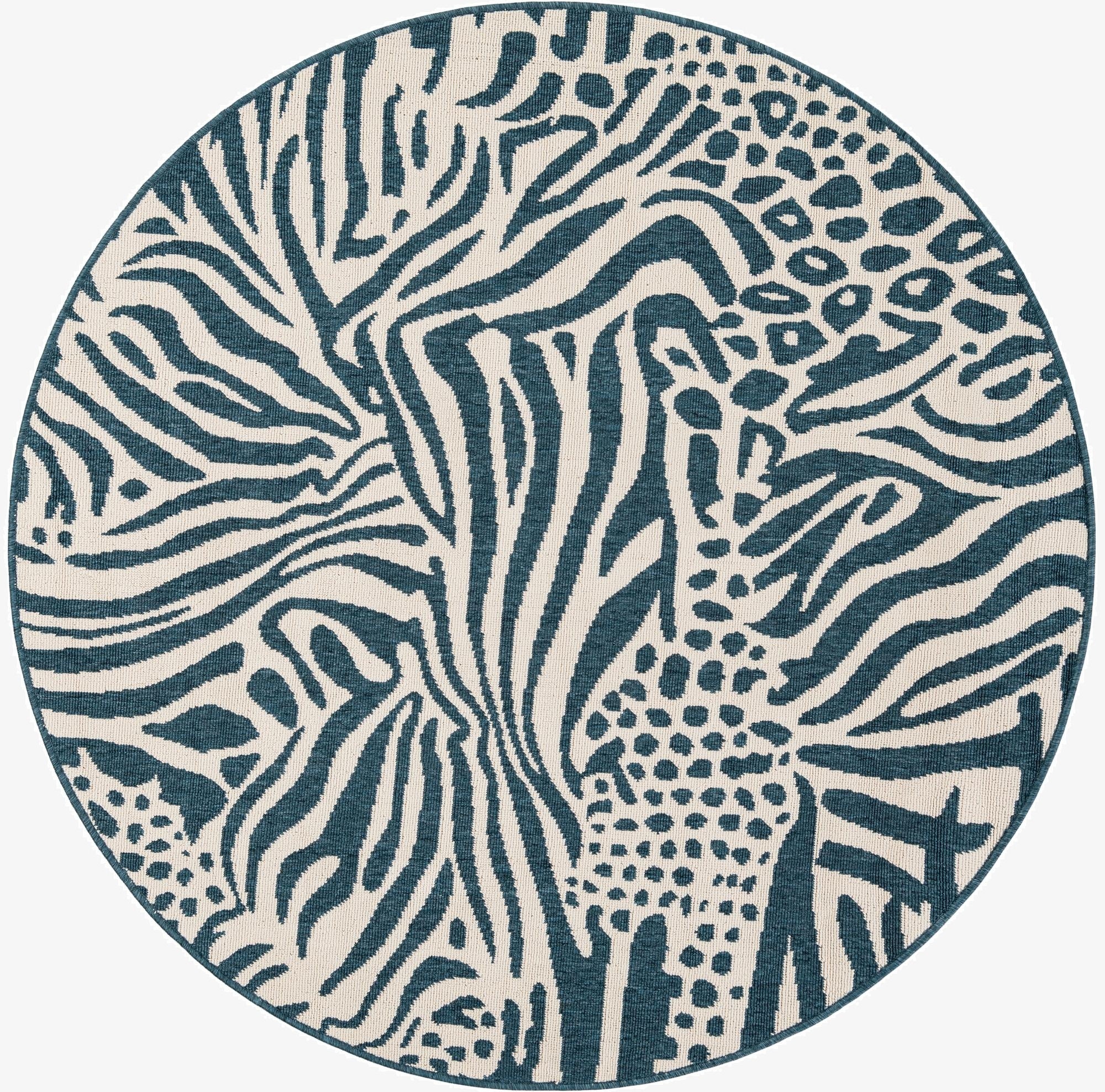 5' x 5'  Washable Safari Indoor / Outdoor Round Rug